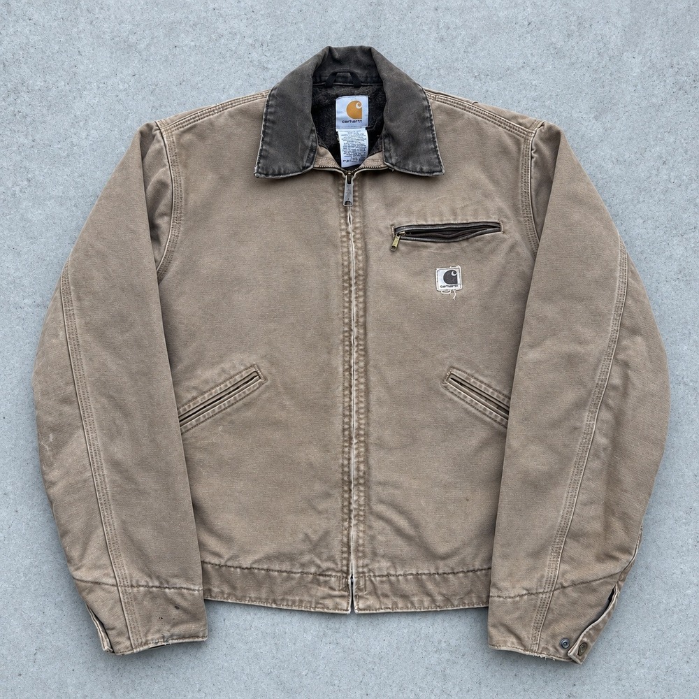 Carhartt J97 SDL Detroit Jacket Men Small Tan Sandstone Duck Blanket Lined USA